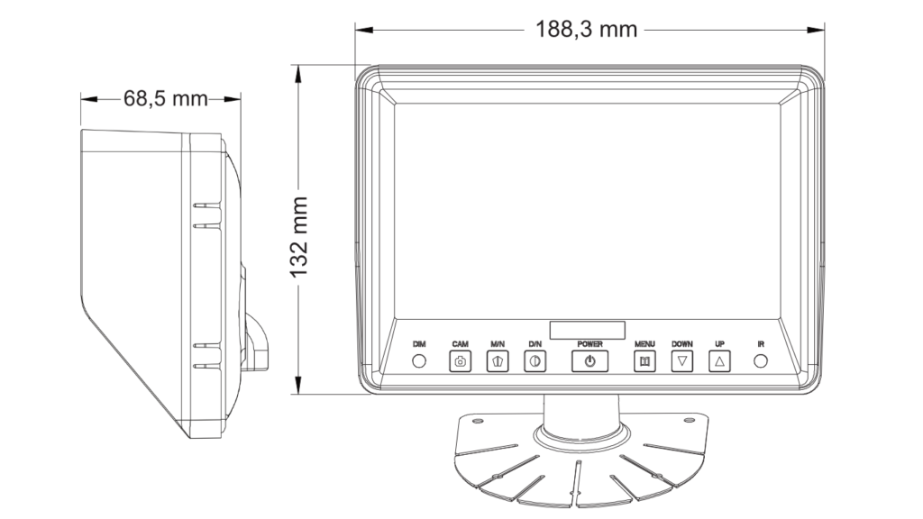 Monitor MO107 Größe Einbau in mm.